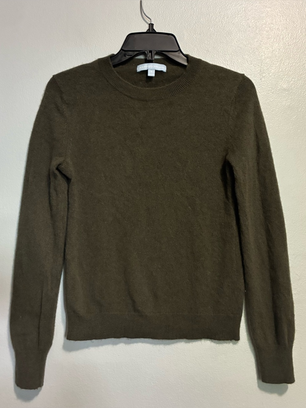 Antonio Melani 100% Cashmere Olive Women’s Crewneck Sweater Size small Luxury